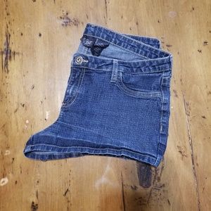 denim blue shorts city streets